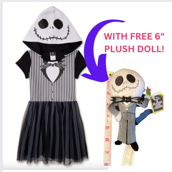 🎃HALLOWEEN CLEAROUT!👻 Disney Nightmare Before Christmas Costume, FREE doll,10/12 - Picture 1 of 10